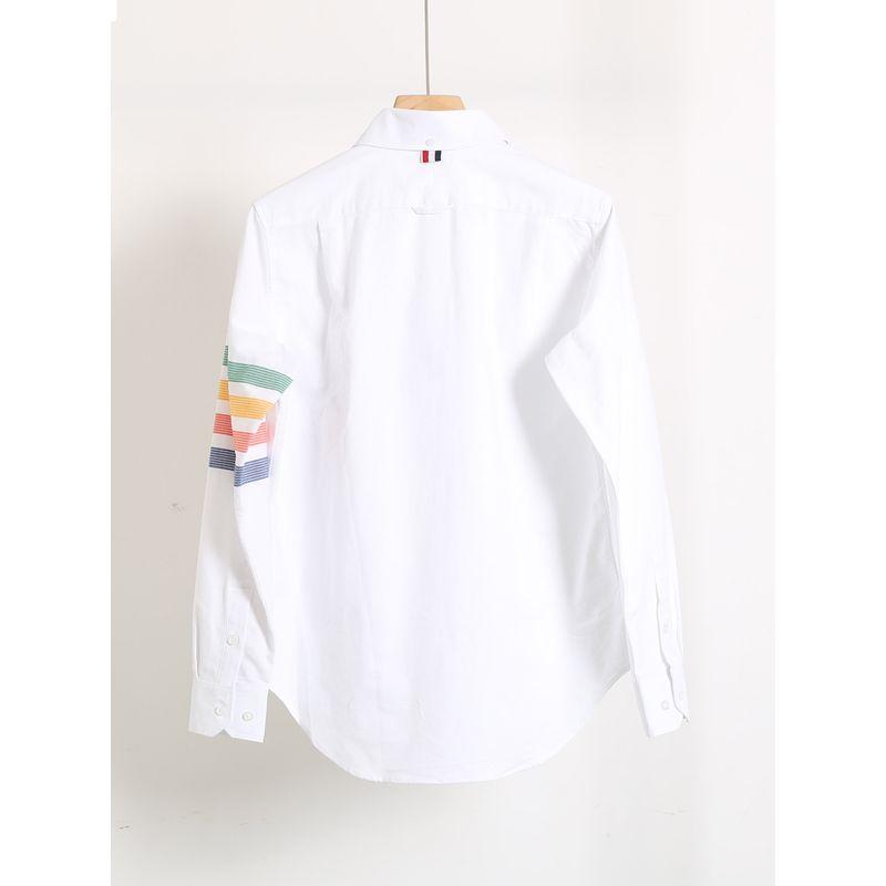 Foreign Trade Pure Cotton Oxford Cloth White Shirts Men's Classic Four Bars Business Long sleeve Trendy Casual Couple Shirt Trendy