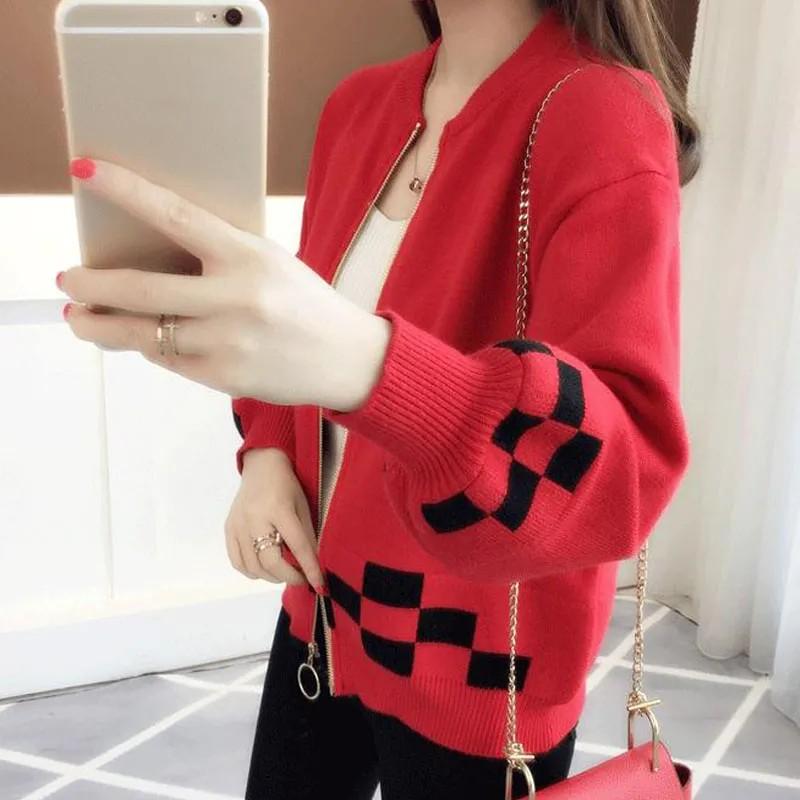 Women's Autumn Vintage Short Knit Cardigan Winter Casual Loose O-neck Long Sleeve Sweaters Lady Design Elegant Tops