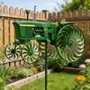 Garden Wind Spinner, Green Tractor Windmill Stake With Rotating Wheels For Patio Yard Garden, Unique Outdoor Sculptures Ornament
