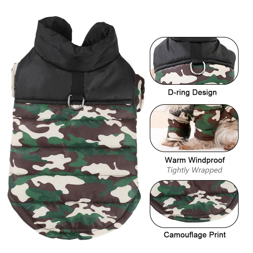 Dog Jacket Winter Warm Pet Clothes For Small Medium Dogs Cat Waterproof Puppy Padded Vest Coat With D-ring Yorkie Pug Outfits