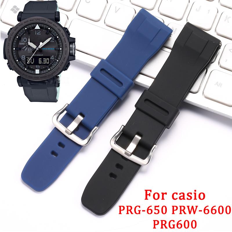 Curea de ceas din silicon pentru seria Casio PROTREK PRG-650Y Prg600 PRW-6600 Bandă de ceas 24mm Brățară