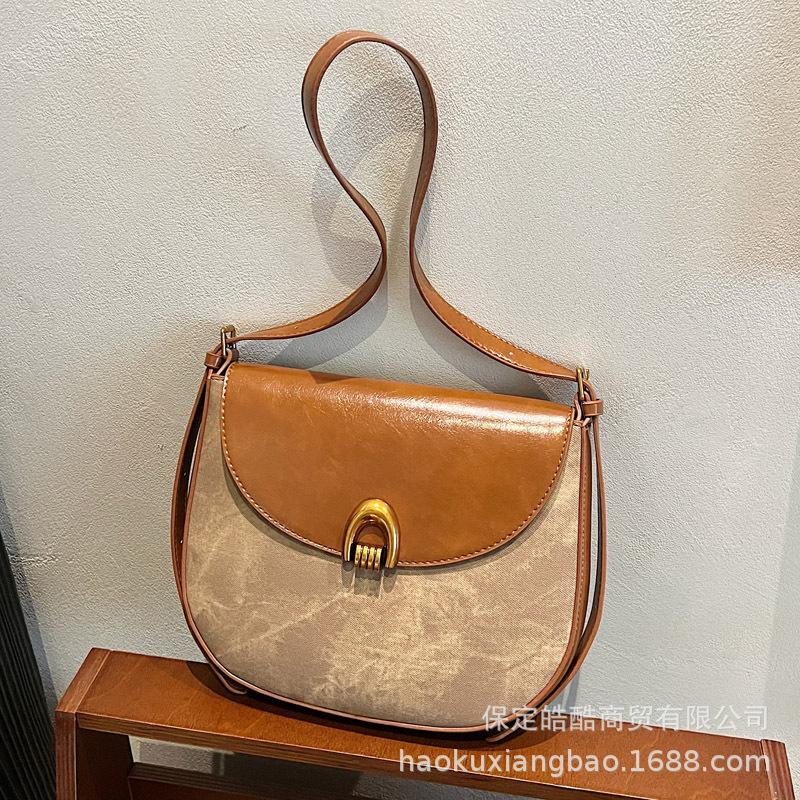 Retro bag women's 2025 new fashion shoulder bag niche design underarm bag women's high-end messenger saddle bag