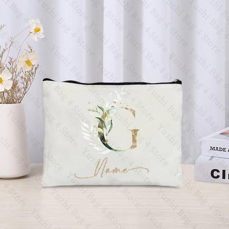 26 Letters Flowers Custom Printed Makeup Bag Bridesmaid Wedding Makeup Box Gift Organizer Travel Perfume Toilet Side Bag