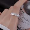 PONYKISS  Sterling Silver Minimalist Geometric Opening Rings for Women Classic Shining Fine  Light Luxury Accessories