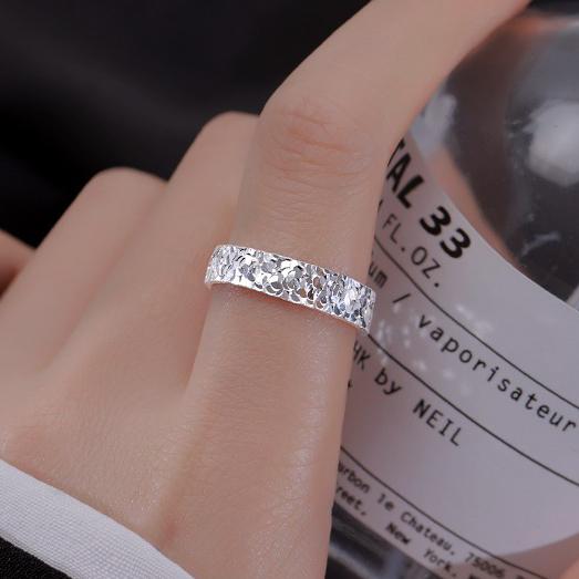 PONYKISS Sterling Silver Minimalist Geometric Opening Rings for Women Classic Shining Fine Light Luxury Accessories