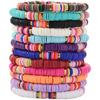 12pcs Friendship Bracelets Beaded Bracelets Heishi Bracelet Cute Bracelets Stack Vinyl Clay Disc Bead Surfer Stretch Summer Beach Bracelets For Women