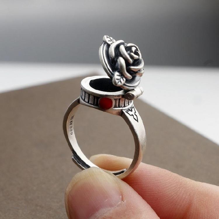 Personality Rose Box Open Ring Men and Women Exquisite Elegant Jewelry Gift