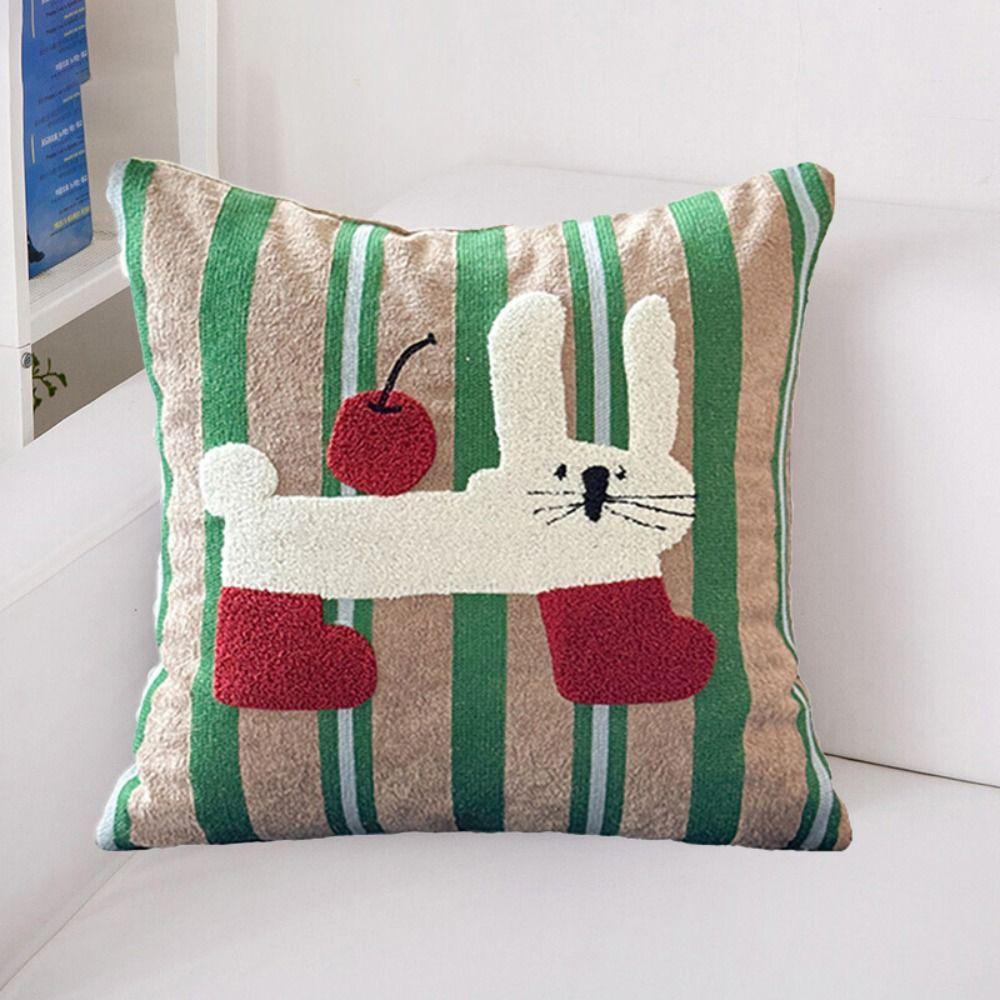 Washable Cartoon Pillow Cover Square Cushion Cover Modern Cream Style Pillow Cover Sofa