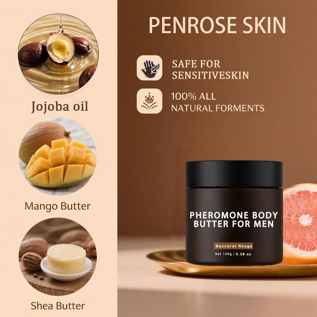 Men Pheromone Body Butter, Scented Body Moisturizer for Daily Skin Care 150g