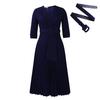 Autumn Spring Dresses for Women Elegant Half Sleeve V-neck Polyester Pleat Dress Dresses Clothes