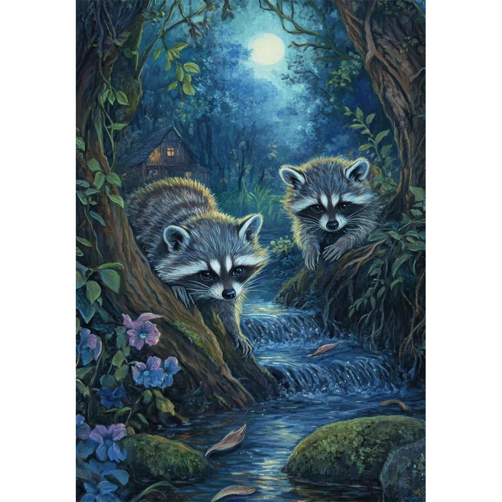 5D Diy Diamond Painting Cross Stitch Embroidery Vintage Woodland Animals Full Round Drill Home Decor Wall Art Gift