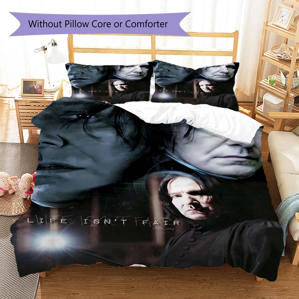Severus Snape Pattern Bedding Quilt Set Quilt Cover Pillowcase Home Decoration Gift (1 * duvet cover + 2 * pillowcase, without core)