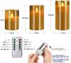 AnnTec LED Candle Light, LED Glass, Gold, 3-Piece Set, Flickers Like a Real Flame, Warm Light, Flameless, Safe, Energy-Saving, with Remote Control, Ad