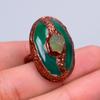 Green Chalcedony Stone Copper Eternity Handmade Handcrafted Electroformed Ring V-63
