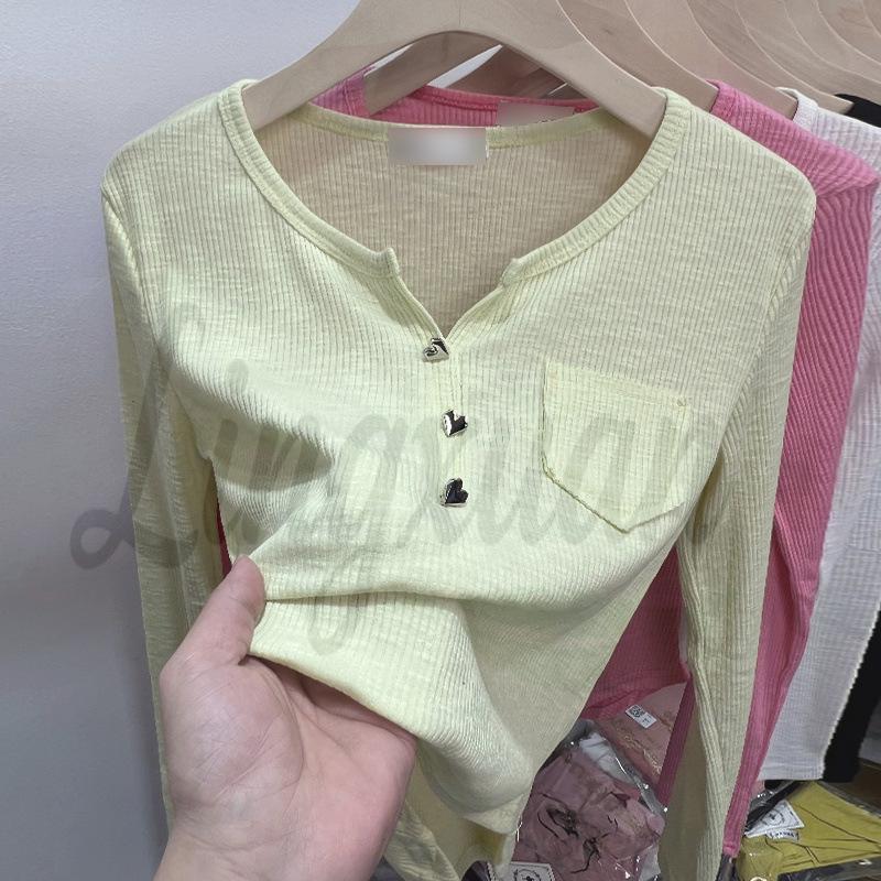 

2026 Women’s Versatile V-Neck Slimming Long-Sleeve Top – Chic & Stylish M жовтий