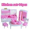 Hotsalg Sød Kawaii Lyserød 10 Stykker/Parti Miniature Dukkehus Møbel Tilbehør Børnelegetøj Køkken Madlavning Ting Til Pige Gaver