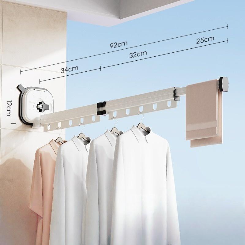 Stainless Steel Wall Mounted Folding Retractable Drying Rack 360° for Laundry Room,Balcony,Dorm,No-hole suction cup Drying Rack