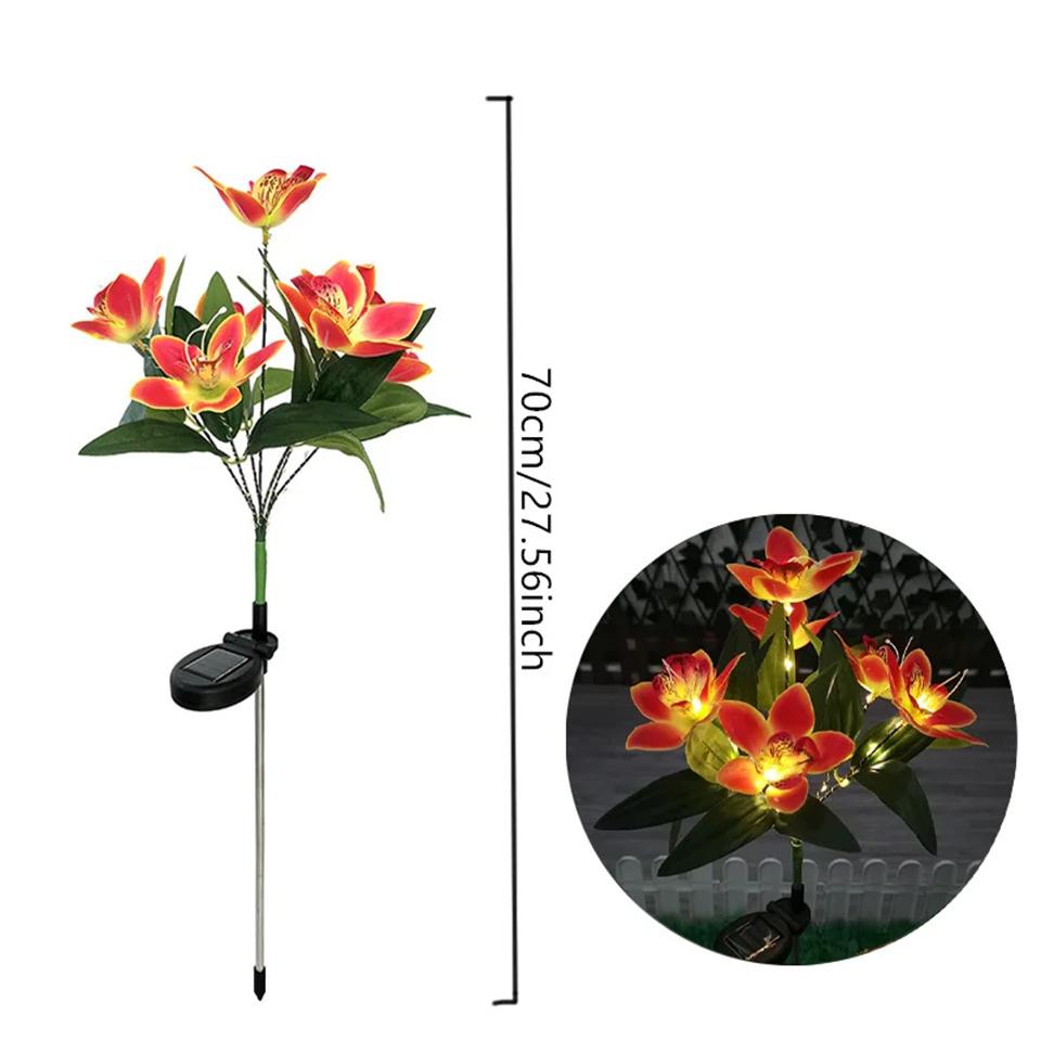 Solar Garden Lights Outdoor Solar Garden Lights with Orchid Flower Lights Waterproof Solar Lawn Lights for Garden Lawn Decor