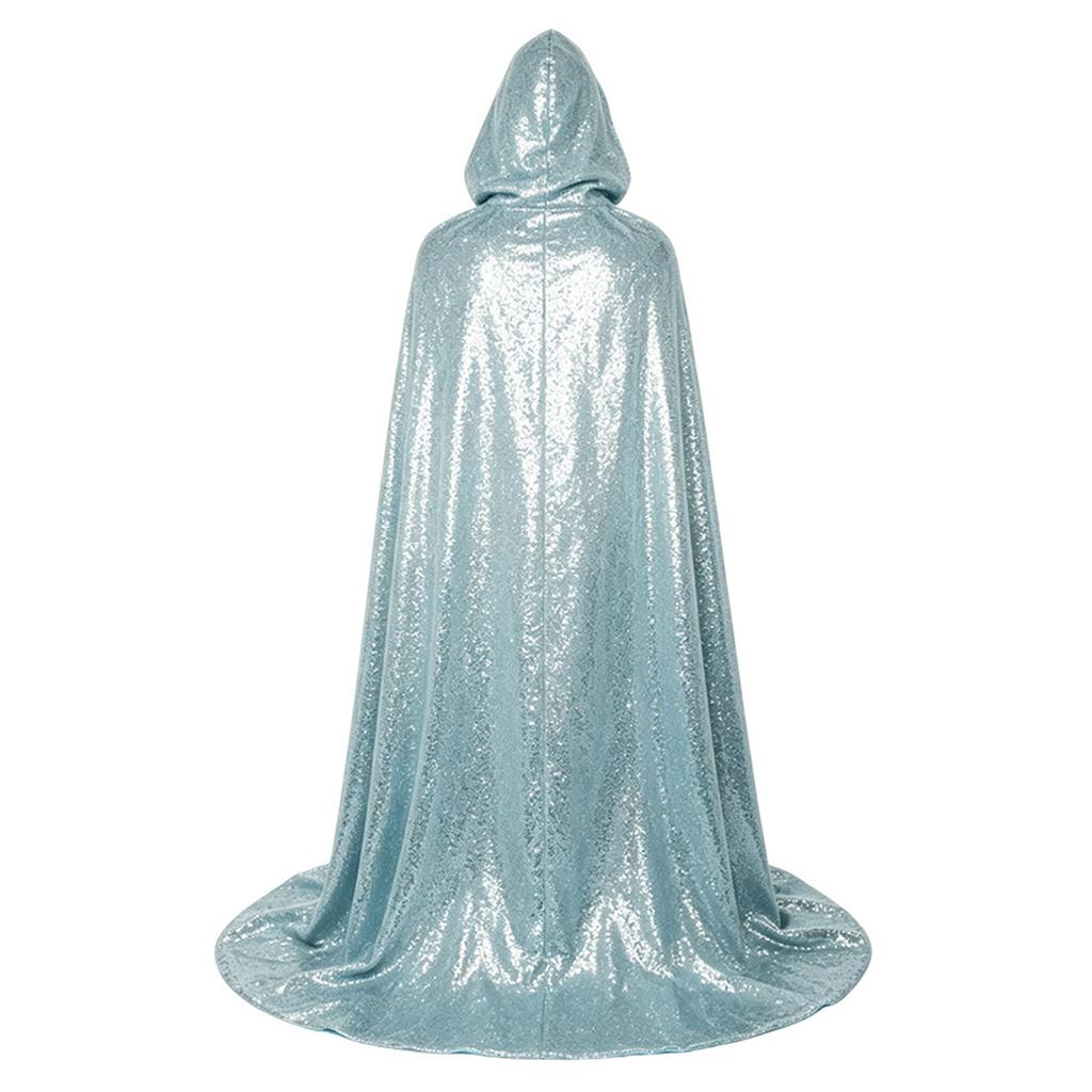 Unisex Hooded Cape, Adult Sequined Cloak for Halloween Role Play Costume