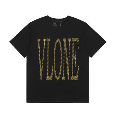 Vlone Summer Men's and Women's Back Print Monogram Big V Short Sleeve T-shirt Loose Fit