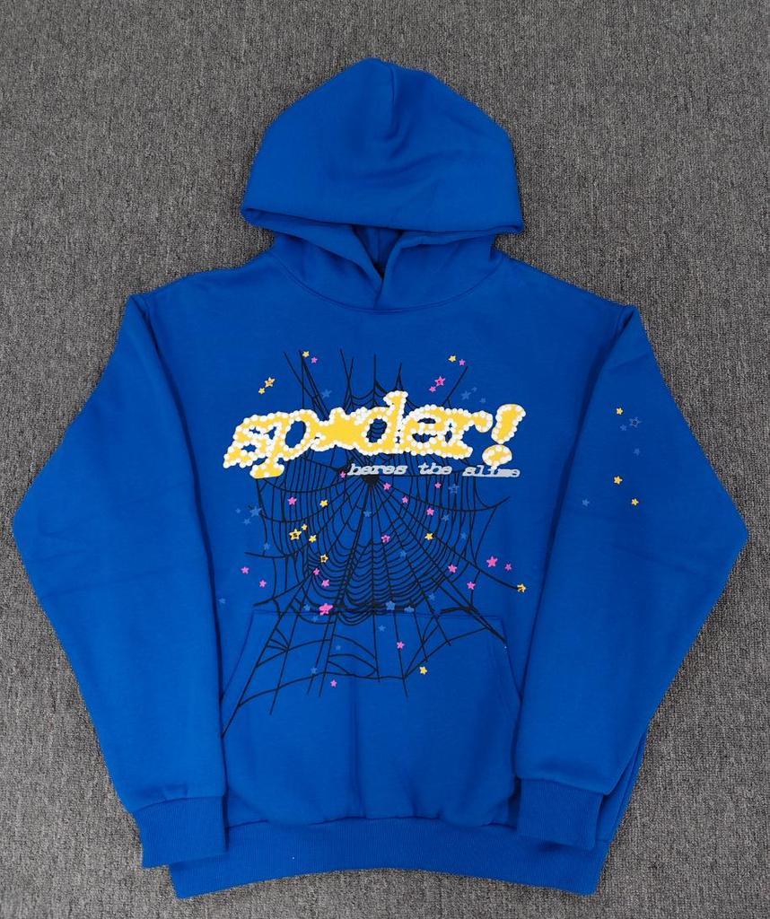 Hanorac Bărbătesc Greu cu Imprimeu Pânză de Păianjen - Trendy, Croială Largă cu Plus de Catifea