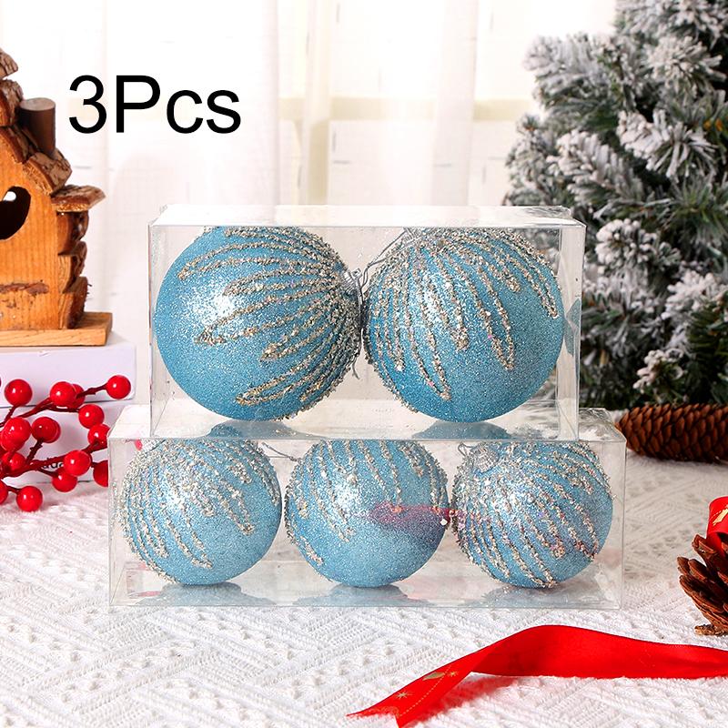 3Pcs Fashion Christmas Tree Ornaments Hanging Pendant Christmas Balls Glitter Sequin Window Hanging