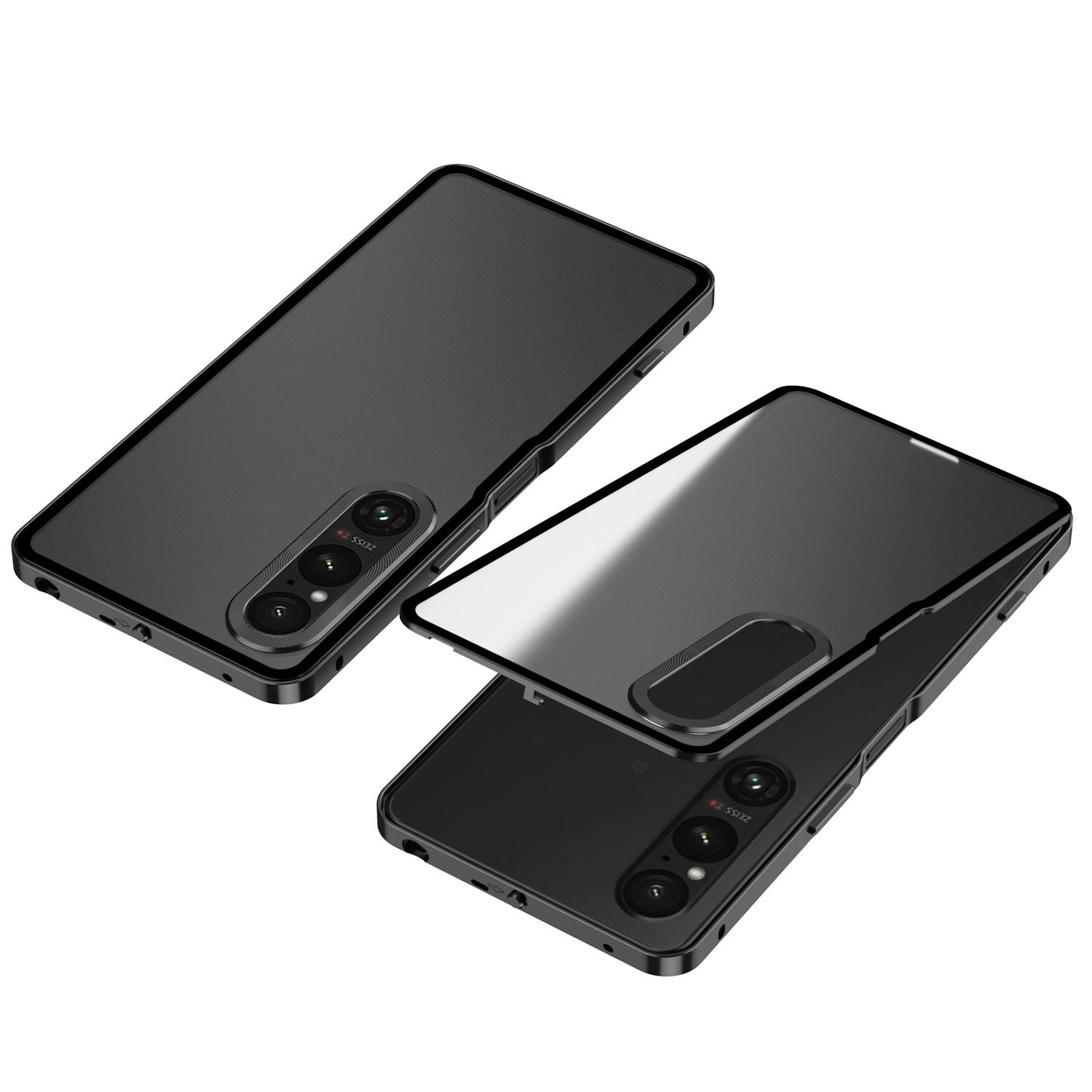 

Матовый чехол для Sony Xperia 1 VI из алюминиевого сплава + ПК, чехол для телефона с выдвижным защелкивающимся замком Black