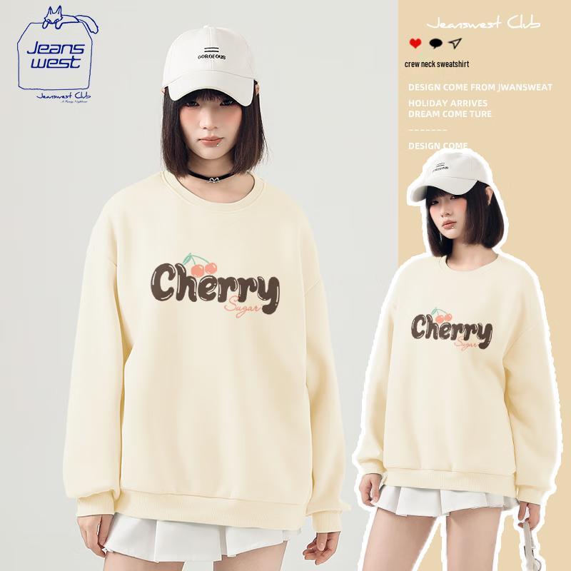 JEANSWEST CLUB Women's Loose Fit Round Neck Sweatshirt