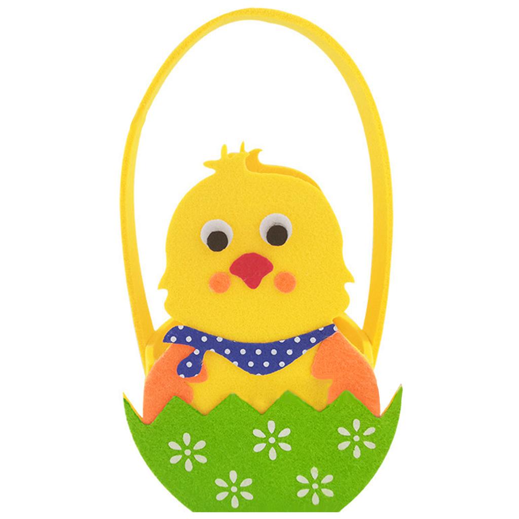 Felt Basket with Carrying Handle Happy Easters Decoration Handmade Felt Animal Themed Handbag for Festival Gatherings