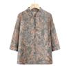 Elderly Women's Floral Print 7-Sleeve Cardigan Shirt