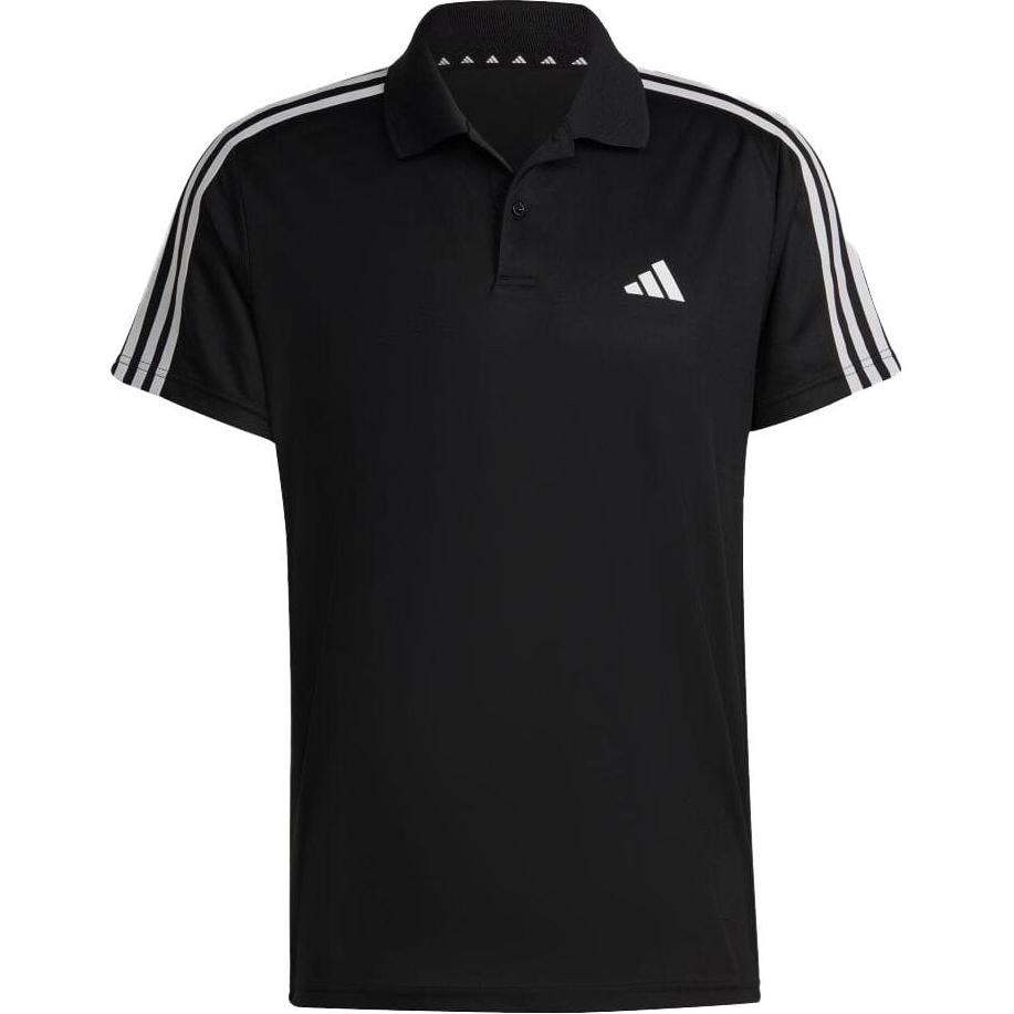 

Adidas Logo Print Three-Stripe Short Sleeve Polo Shirt Men Tops Black IB8107 XL