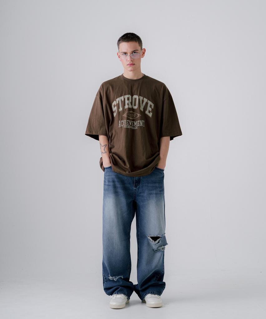 EZKATON Strobe Short Sleeve T-Shirt Brown Kmst6774