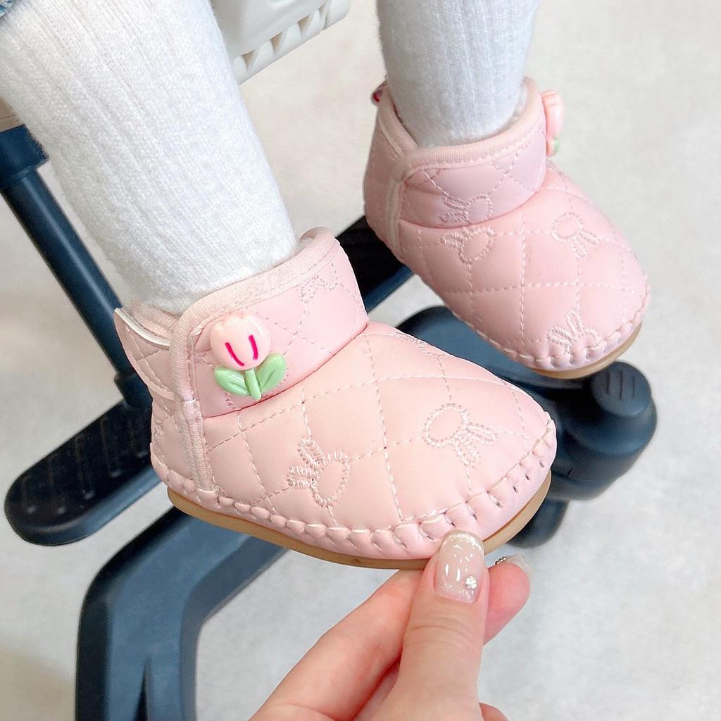 Adorable Soft Sole Winter Baby Shoes with Magic Stickers - Anti-Slip & Warm for 0-1 Year Olds