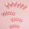 24PCS French Tip Acrylic Press On Toenails False Toe Nail with Bows and Rhinestones Short Nail Tips for Women and Girls