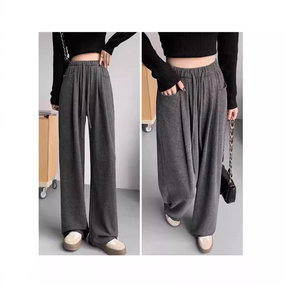 

Women s Soft Wide-Leg Glutinous Pants - Petite, Casual, Draped Straight-Leg for Spring & Autumn M