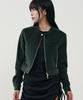 Arrayed Vertical Biker Crop Corduroy Jacket [Navy]