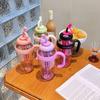 High-color Value with Handle Large-capacity Water Cup Portable Straw Cup Tea Tea Warehouse Plastic Cup Students Office Water Bottle