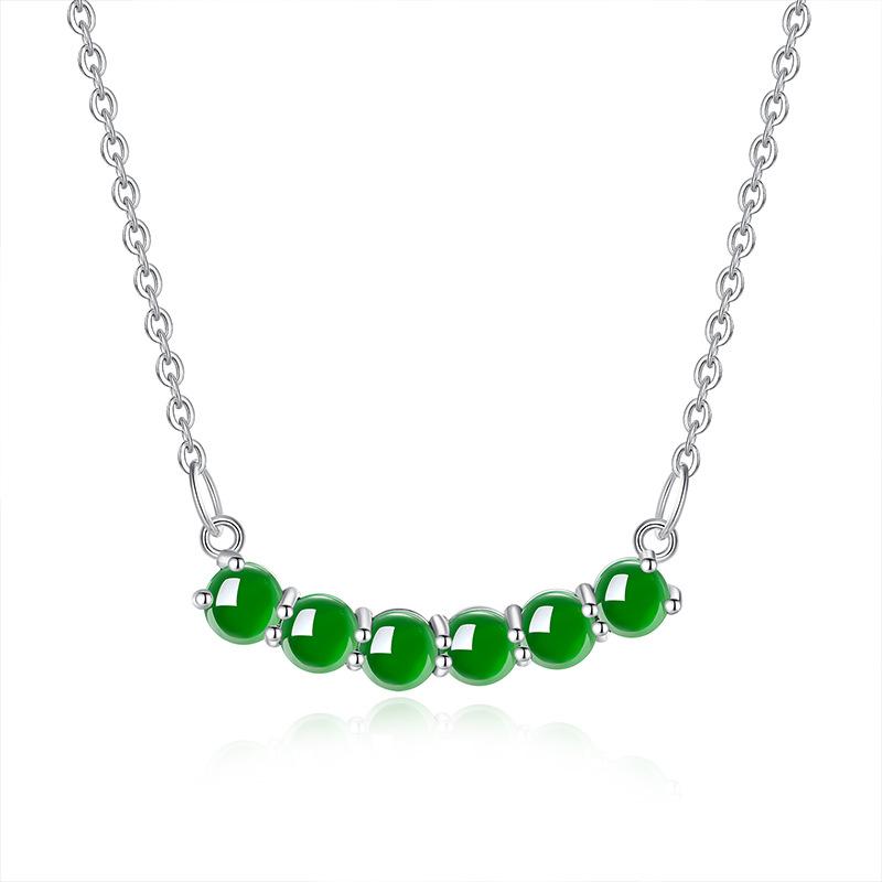 Natural jadeite green smile pendant s925 sterling silver new Chinese necklace premium chalcedony daily jewelry gift 925 silver