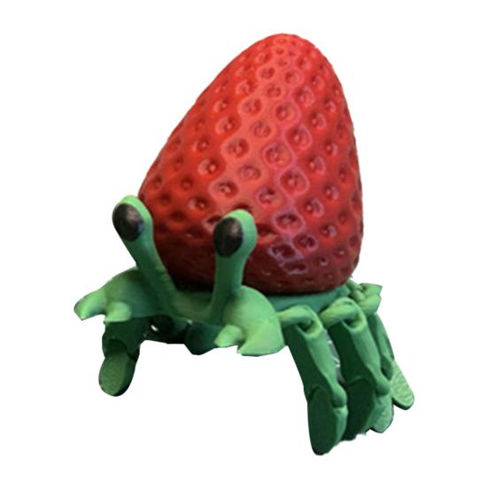 3D Printed Strawberry Crab Figurine Movable Joints Hermit Crab Figure Articulated