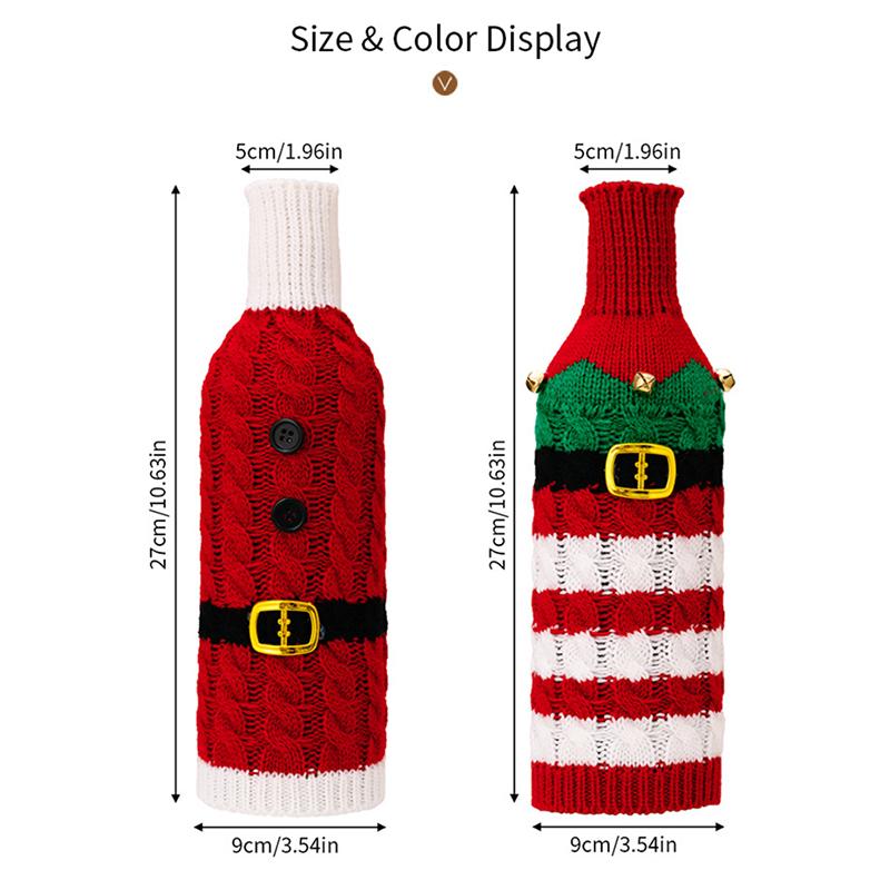 Christmas Wine Bottle Practical Woven Santa Claus Wine Bottle Cover Family Dining Table Wine Bag Home Party Ornament