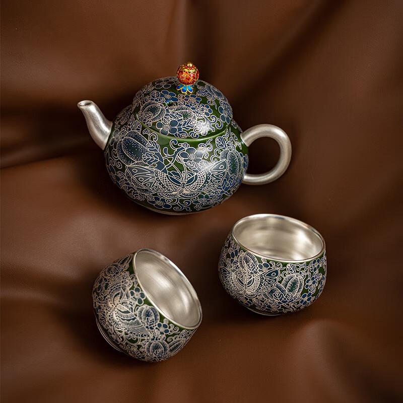 Китайский керамический позолоченный чайный набор с бабочками