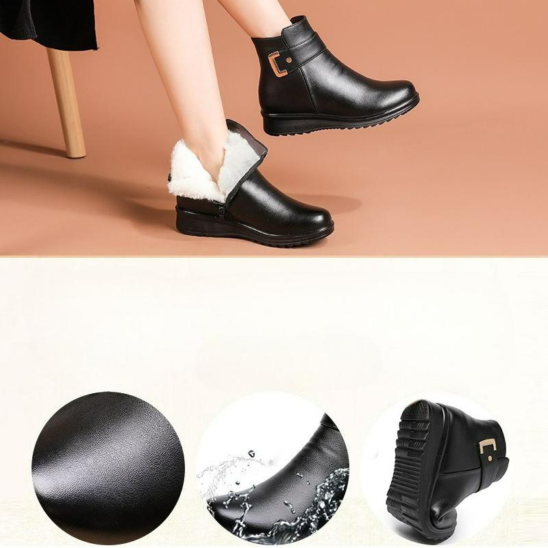 Winter Cotton Shoes Plus Velvet Autumn and Winter Non-slip Warm Short Boots Women's Shoes Leather Shoes Middle-aged Winter Shoes