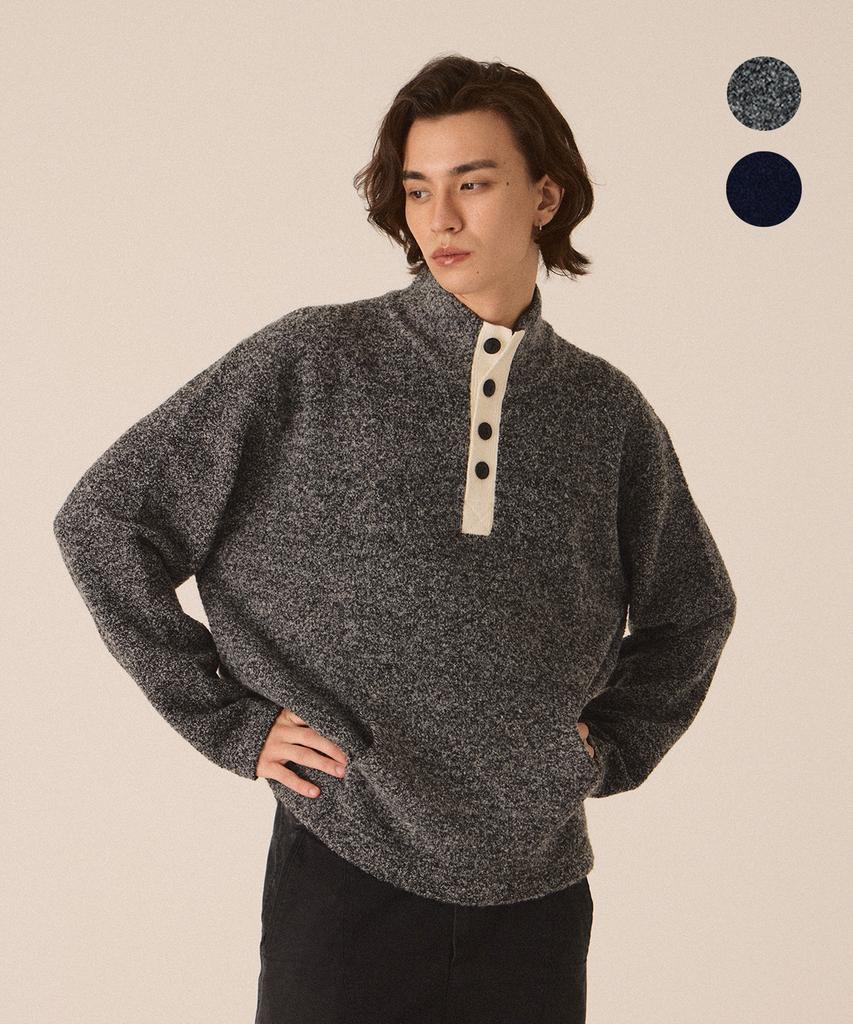 CUTZ Boucle Button Half-Neck Knit - 2 Colors