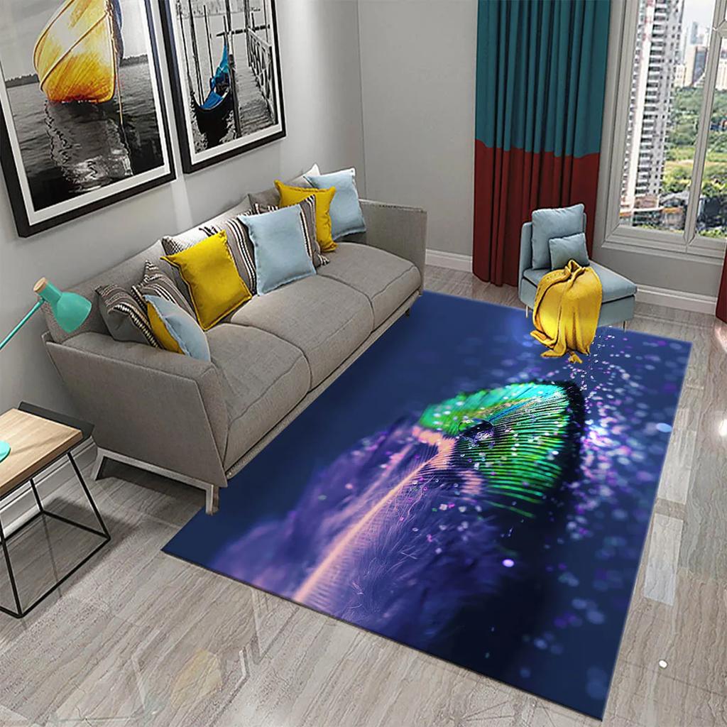 Colorful Feather Carpet for  Living Room Sofa Coffee Table Light Luxury Carpet Family Bedroom Bedside Rugs Bathroom Non-slip Rug