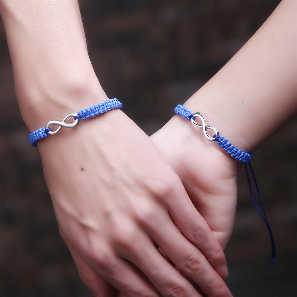 2Pcs 8 Words Infinity Love Couple Bracelets For Women Men Handmade Braided Rope Chain Charm Matching Bracelet Friendship Jewelry