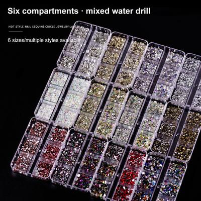 6 Izgara/Kutu Şık Tırnak Aksesuarları Kullanımı Kolay Nail Art Dekorasyon Süper Flaş Rhinestones