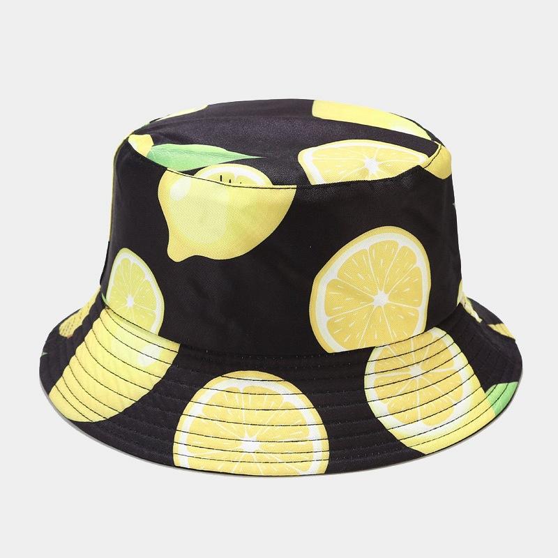 Creative Printed Fruit Pattern Bucket Cap Unisex Outdoor Leisure Fisherman Hat Summer Beach Uv Protection Sun hats Panama Bob