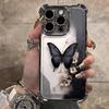High Quality Black Butterfly Pattern Transparent Plating Phone Case For Samsung Galaxy S25 S24 S23 S22 S21 Plus Ultra FE Cover