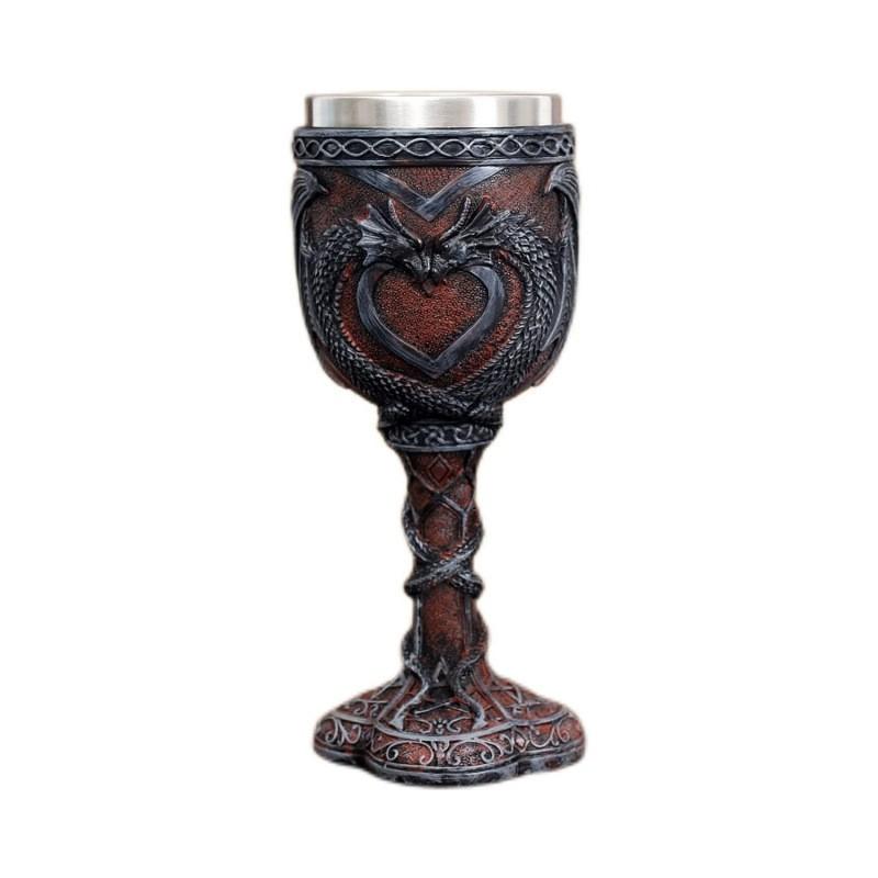 

Stainless Steel High Footed Cup Creative Relief Resin Decoration Personalized Cup One Size