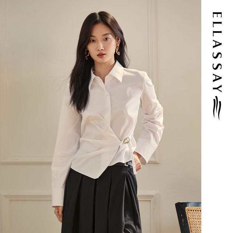 ELLASSAY Women s Pleated X-Waist Long Sleeve Shirt S